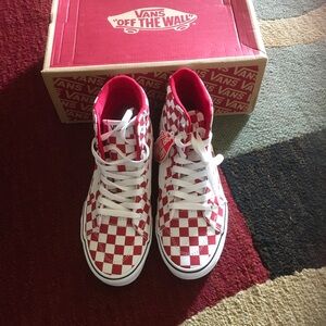 Vans Red and White Checkered High-Tops
